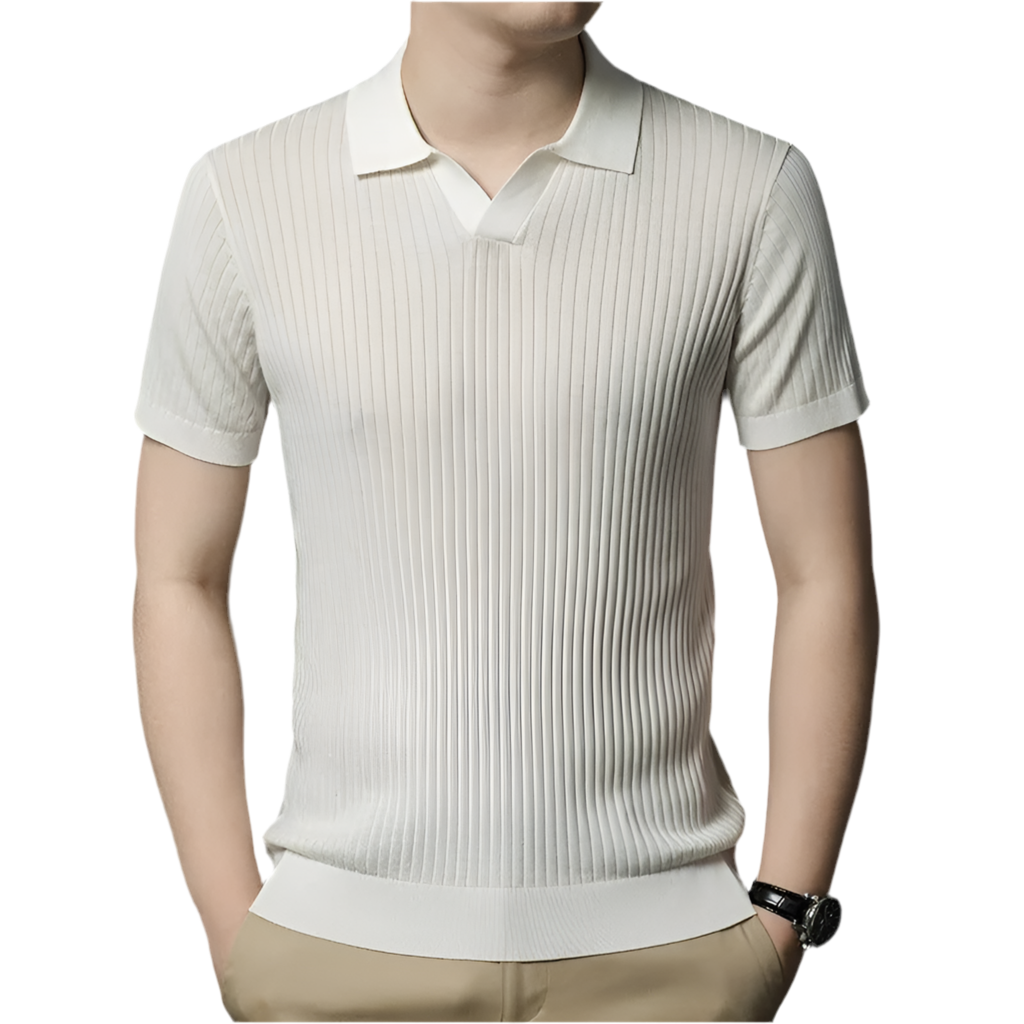 Camisa Polo listrada premium sem botão