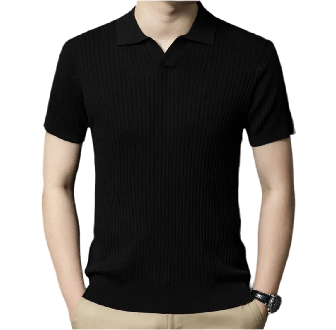 Camisa Polo listrada premium sem botão