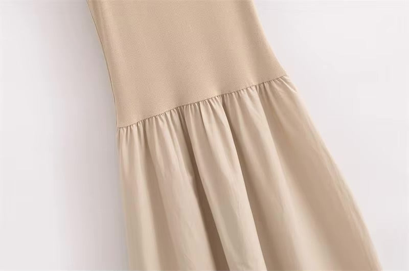 Vestido longo regata com gola redonda