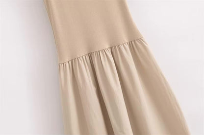 Vestido longo regata com gola redonda