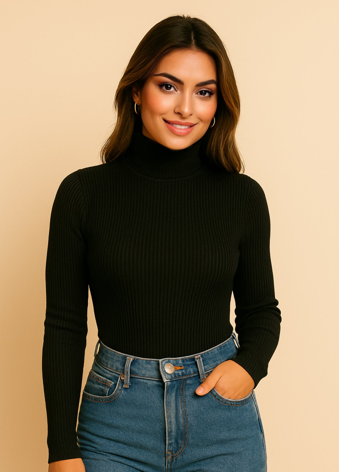 Blusa Feminina de Gola Alta Outono/Inverno