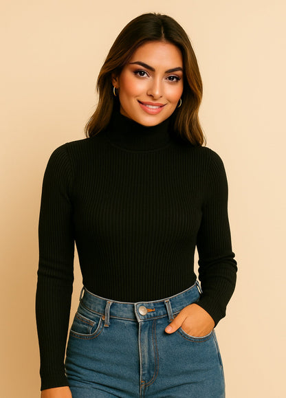 Blusa Feminina de Gola Alta Outono/Inverno