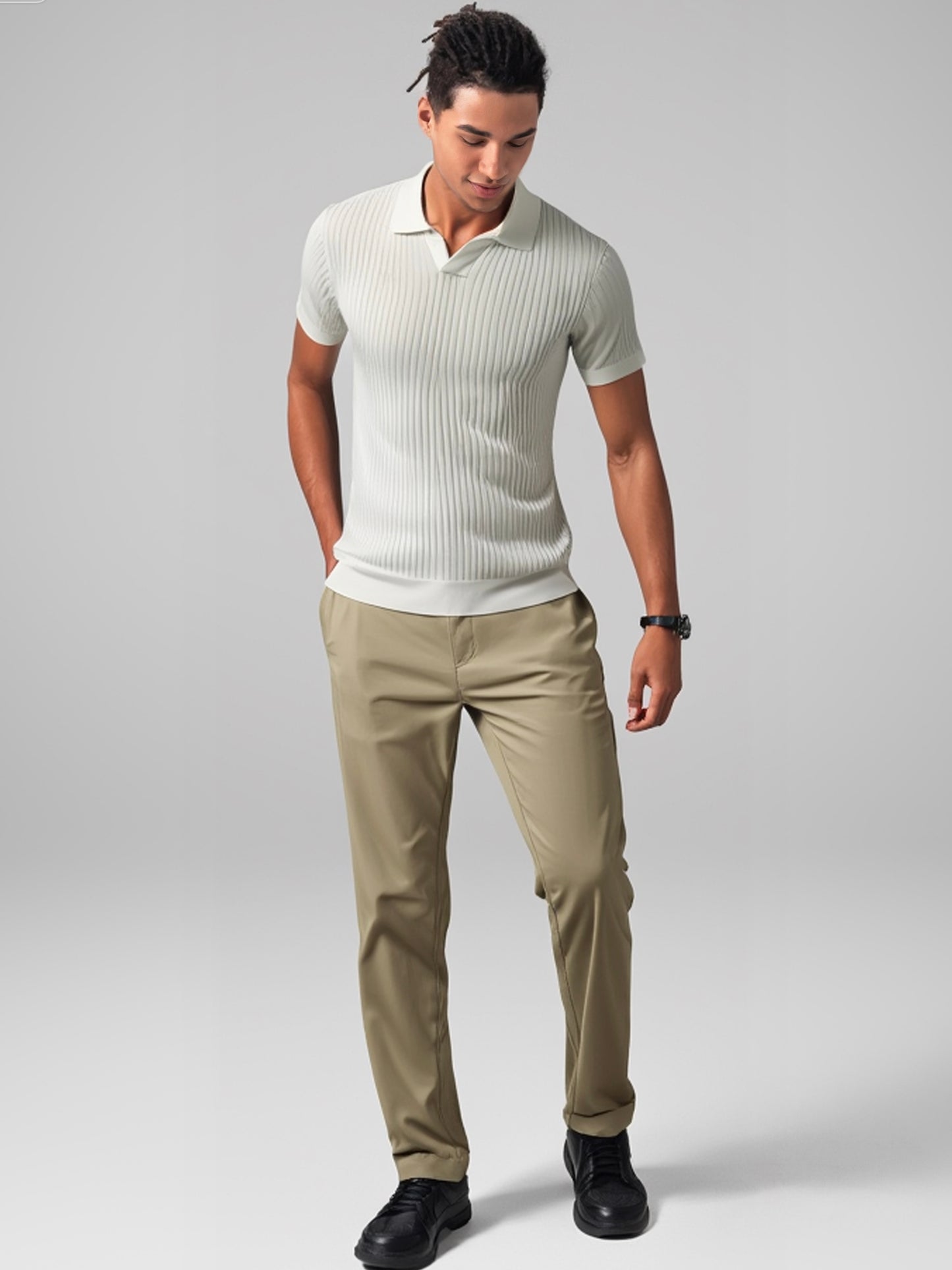 Camisa Polo listrada premium sem botão