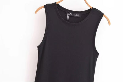 Vestido longo regata com gola redonda