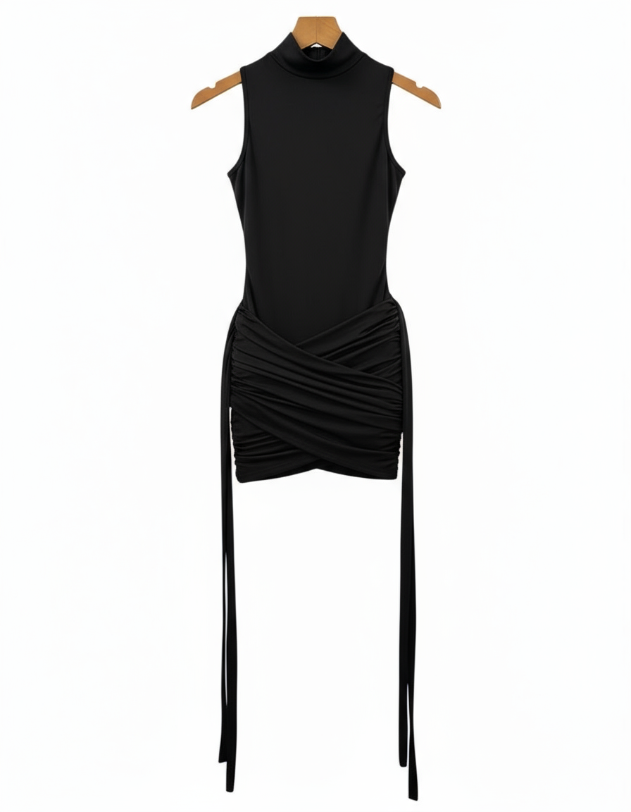 Vestido Reflexo Secreto de gola alta