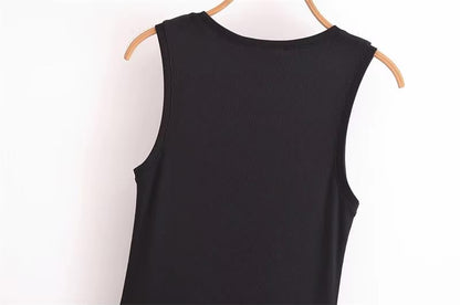 Vestido longo regata com gola redonda