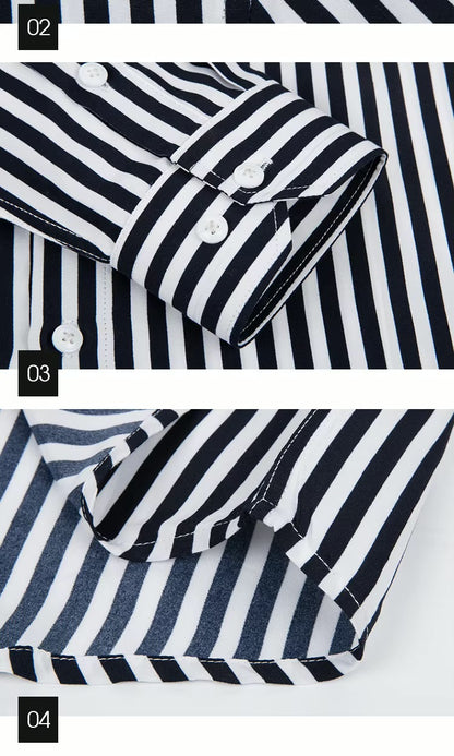 camisa de linho Valent -com listras-