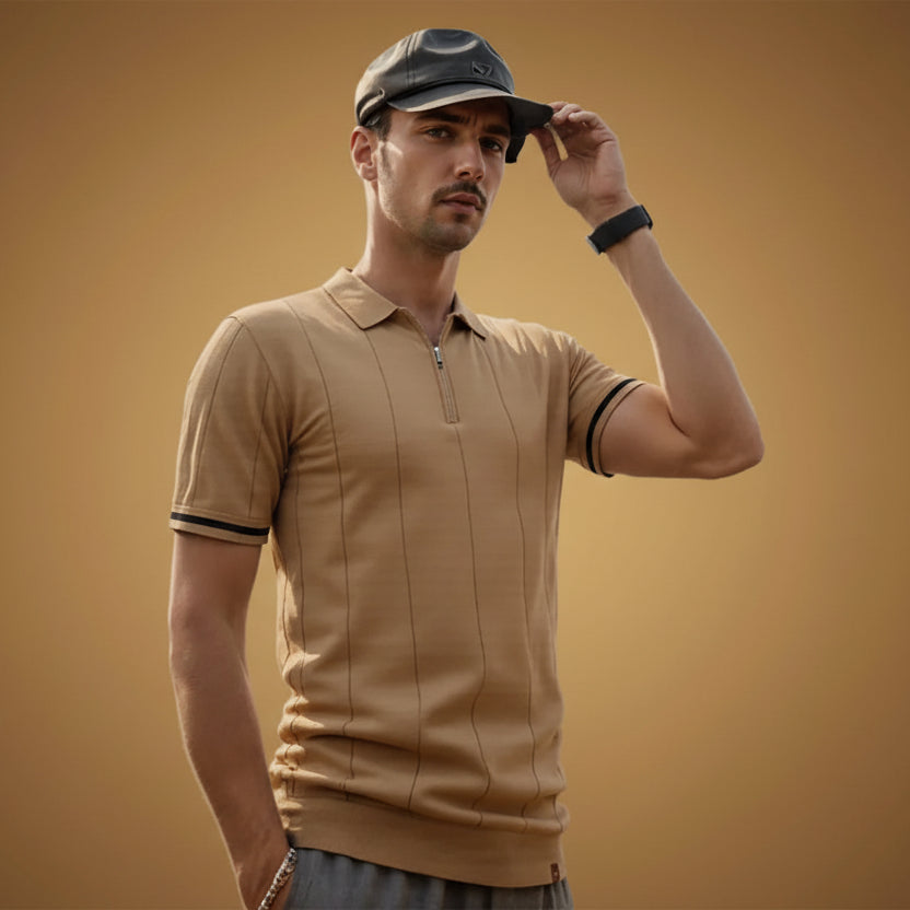 Camisa polo Vérone -esportiva e com zíper-