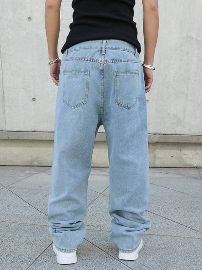 Calça Baggy Jeans Claro Oversized e Streetwear