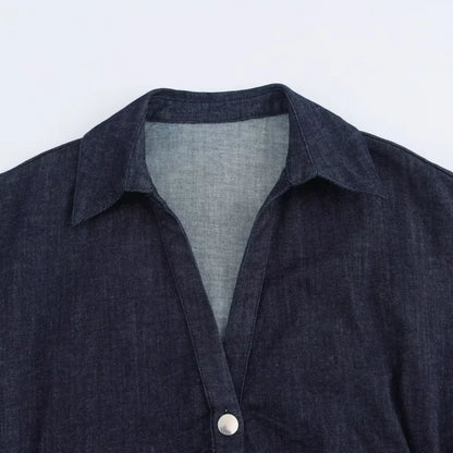 Vestido longo de botão -Midi Denim Série 1975-