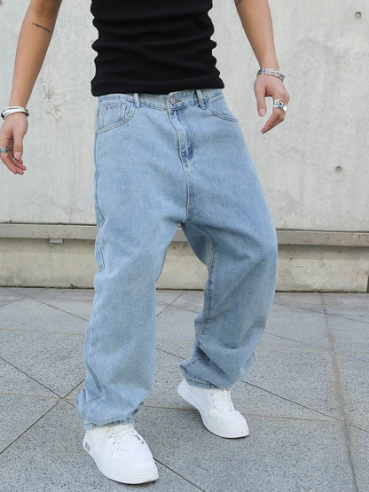 Calça Baggy Jeans Claro Oversized e Streetwear