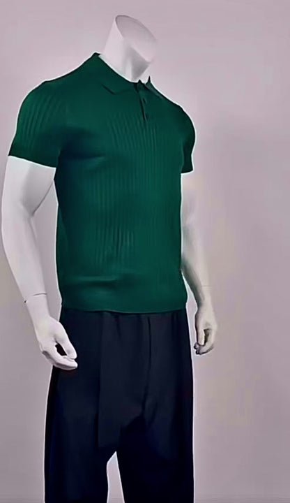 Camisa Polo de Verão Malha Listrada